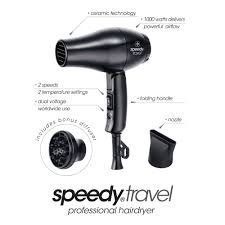 Speedy travel hairdryer