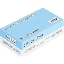 Get A grip Gloves Black Nitrile Disposable Gloves Medium 100 Pieces