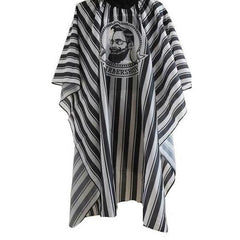WAHS Barber Cape Black and White Stripe with Barber head Design